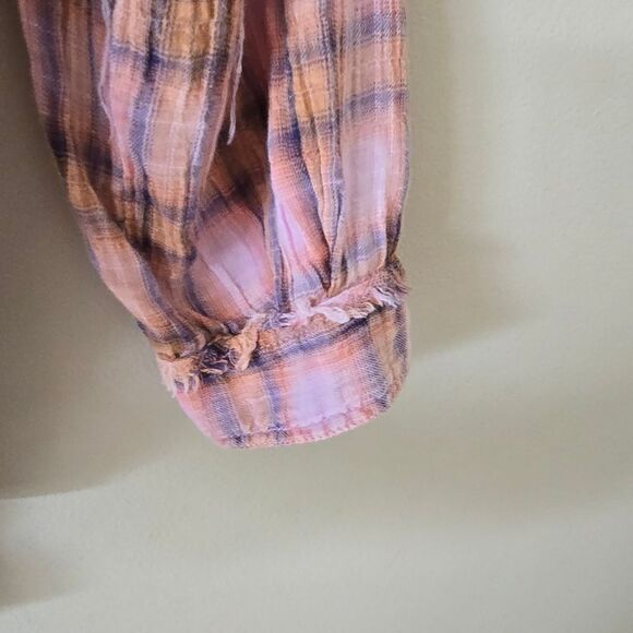 ONE OF THE BOYS PLAID TUNIC SHIRT IN IVORY COMBO WE THE FREE Size M - Picture 6 of 10